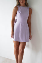 Maria Pearl Bow Detail Mini Dress Lilac | Wedding Guest Dress | Oh Hello Clothing