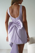 Maria Pearl Bow Detail Mini Dress Lilac | Wedding Guest Dress | Oh Hello Clothing