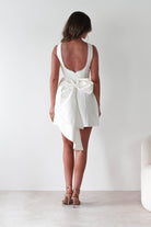 Maria Pearl Bow Detail Mini Dress | White | Graduation | Bride To Be Hen Dress | Oh Hello Clothing