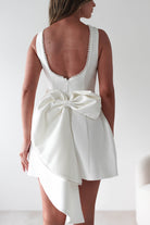Maria Pearl Bow Detail Mini Dress | White | Graduation | Bride To Be Hen Dress | Oh Hello Clothing