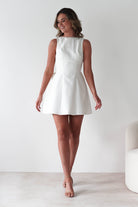 Maria Pearl Bow Detail Mini Dress | White | Graduation | Bride To Be Hen Dress | Oh Hello Clothing