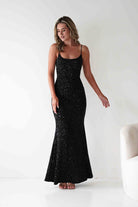 Maria Sequin Bodycon Maxi Gown | Black | Debs & Prom | Formal Gown | Oh Hello Clothing