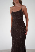 Maria Sequin Bodycon Maxi Gown | Brown | Debs & Prom | Formal Gown | Oh Hello Clothing