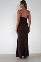 Maria Sequin Bodycon Maxi Gown | Brown | Debs & Prom | Formal Gown | Oh Hello Clothing