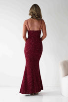 Maria Sequin Bodycon Maxi Gown | Dark Red | Debs & Prom | Formal Gown | Oh Hello Clothing