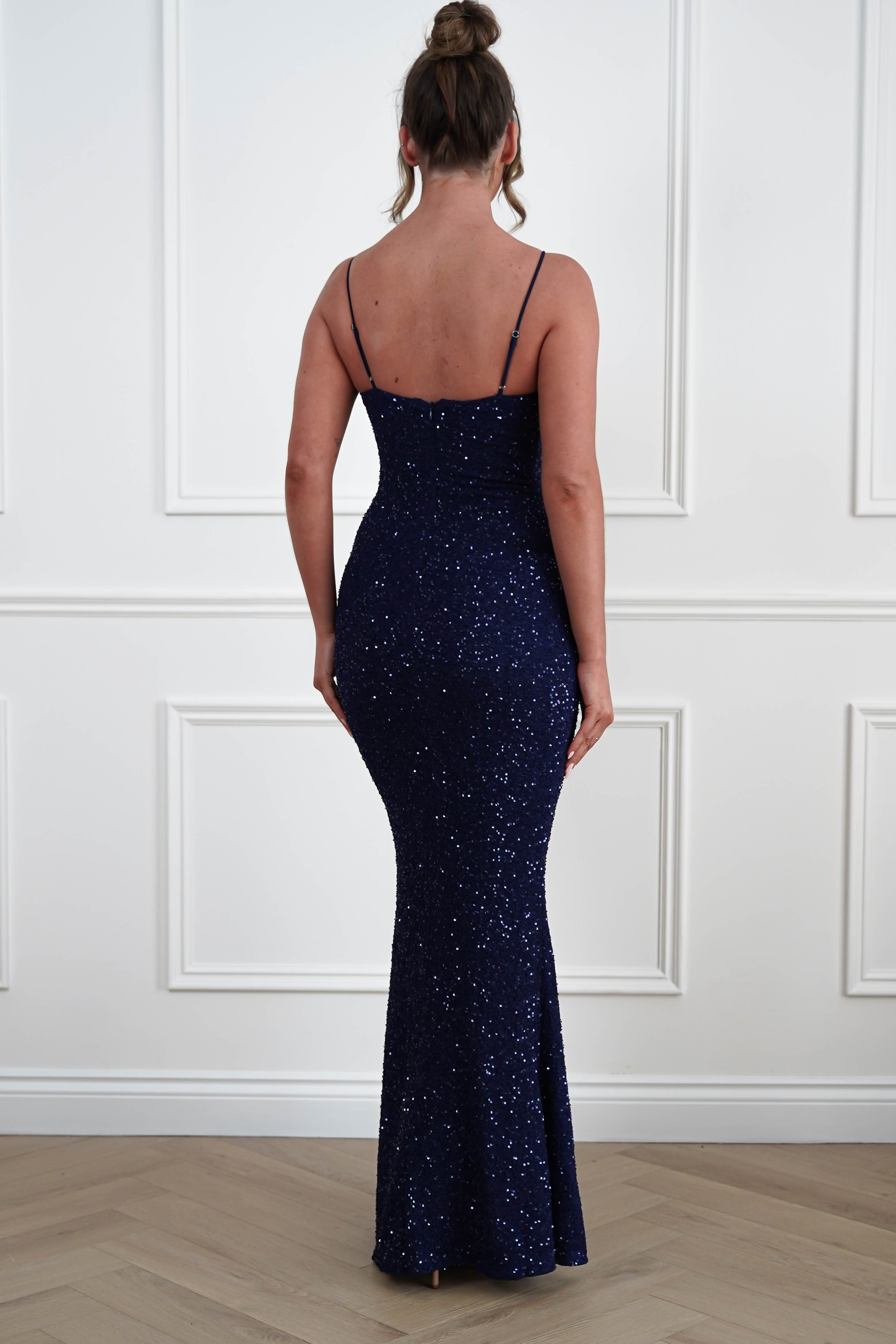Oh Hello Clothing Dresses > Prom Dresses Maria Sequin Bodycon Maxi Gown | Navy