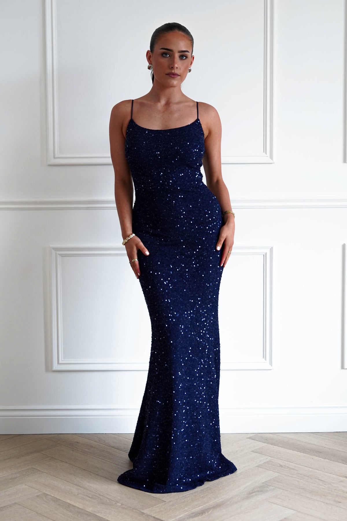 Oh Hello Clothing Dresses > Prom Dresses Maria Sequin Bodycon Maxi Gown | Navy
