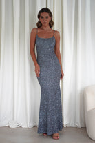 Maria Sequin Bodycon Maxi Gown | Silver | Debs & Prom | Formal Gown | Oh Hello Clothing