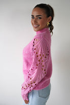 Oh Hello Clothing Women > Clothing > Knitwear ONE SIZE (6/12) Marie Lace Sleeve Knit Jumper | Pink