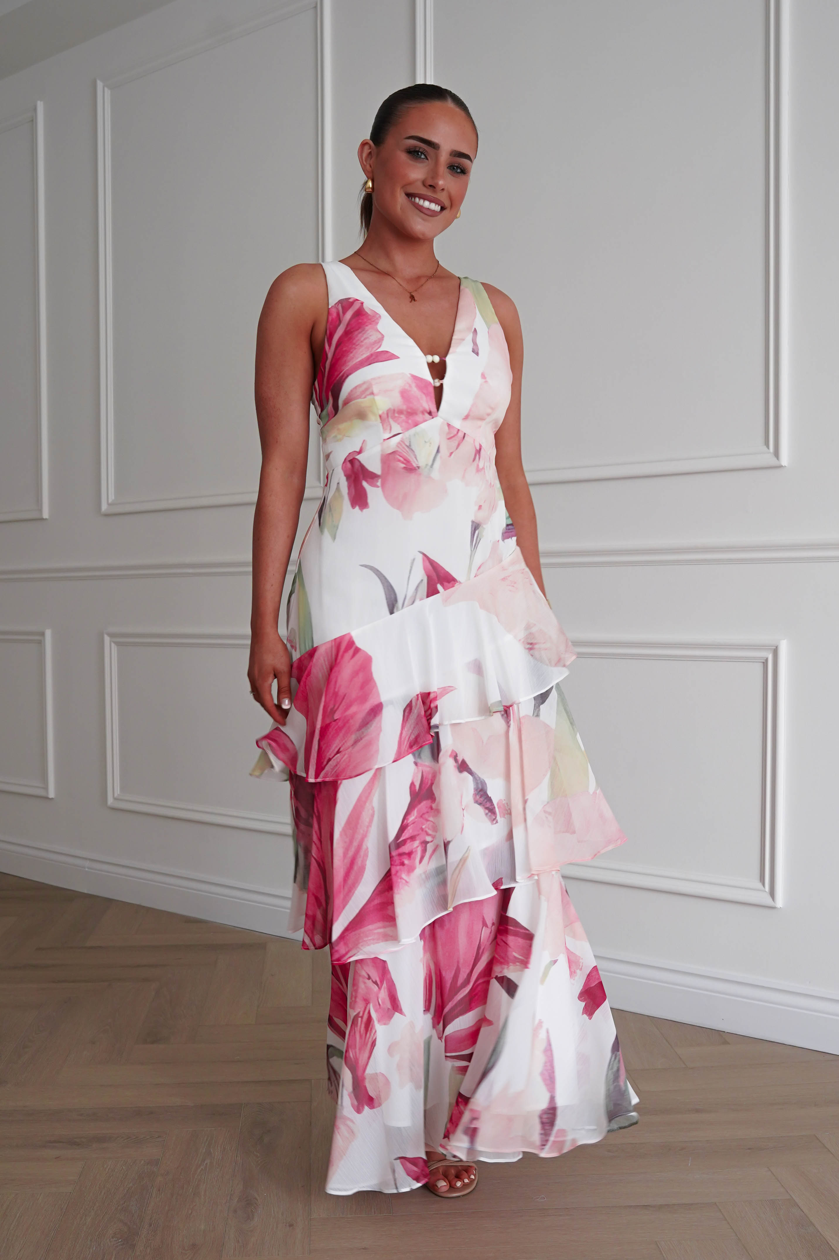 Oh Hello Clothing Women > Clothing > Dresses Marisol Floral Print Tiered Maxi Dress | Mixed Print