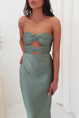 Marlini Strapless Cut Out Midi Dress | Olive