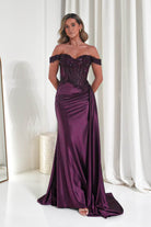 Oh Hello Clothing Women > Clothing > Dresses Marsela Lace Bodice Gown | Eggplant