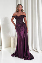 Oh Hello Clothing Women > Clothing > Dresses Marsela Lace Bodice Gown | Eggplant
