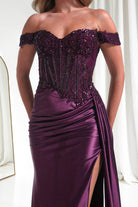 Oh Hello Clothing Women > Clothing > Dresses Marsela Lace Bodice Gown | Eggplant
