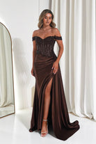 Oh Hello Clothing Women > Clothing > Dresses Marsela Lace Bodice Gown | Espresso Brown