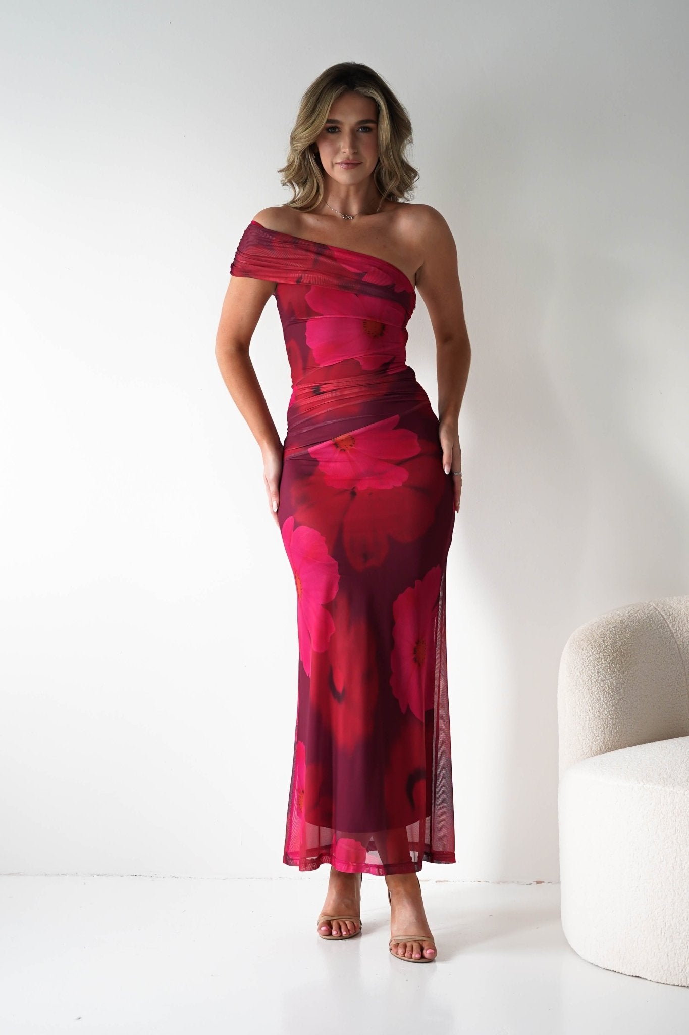 Mayflower Mesh Bodycon Midaxi Dress | Mixed Print | Oh Hello Clothing | XS (6)