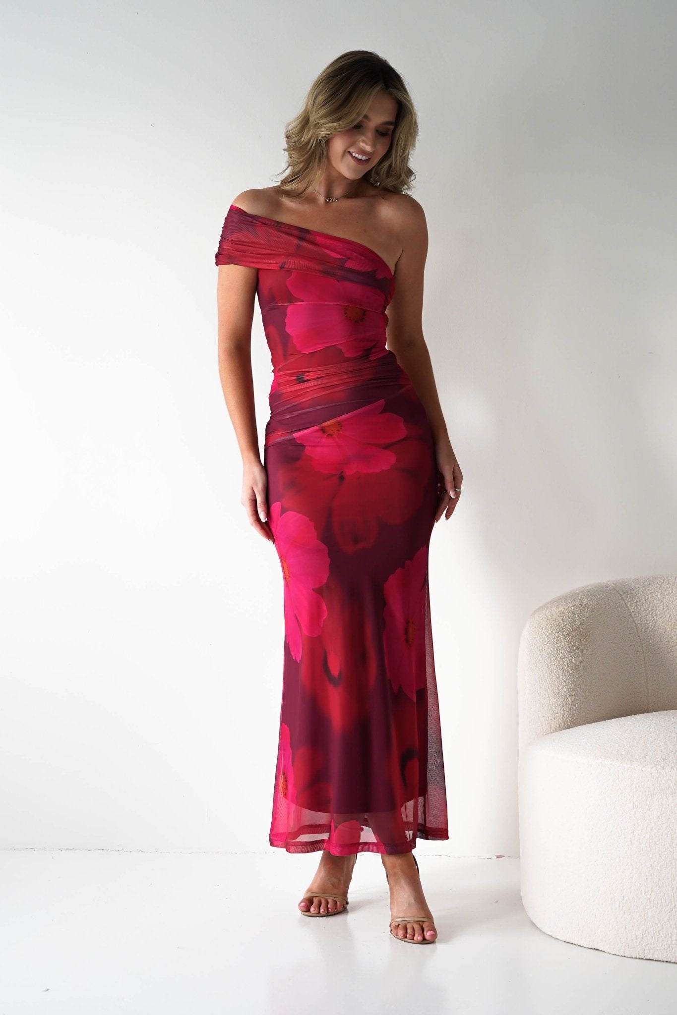 Mayflower Mesh Bodycon Midaxi Dress | Mixed Print | Oh Hello Clothing | XS (6)