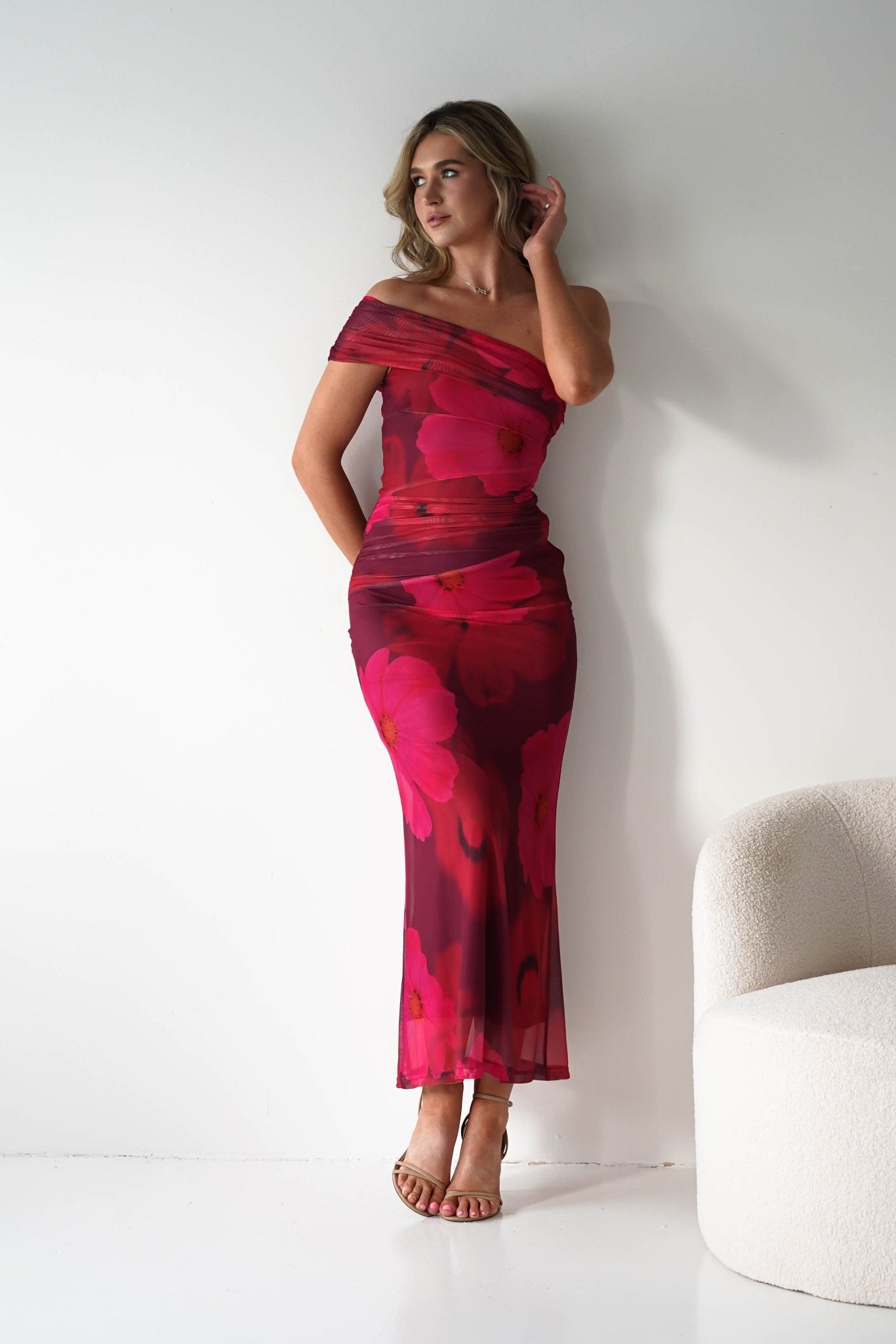 Mayflower Mesh Bodycon Midaxi Dress | Mixed Print | Oh Hello Clothing | XS (6)