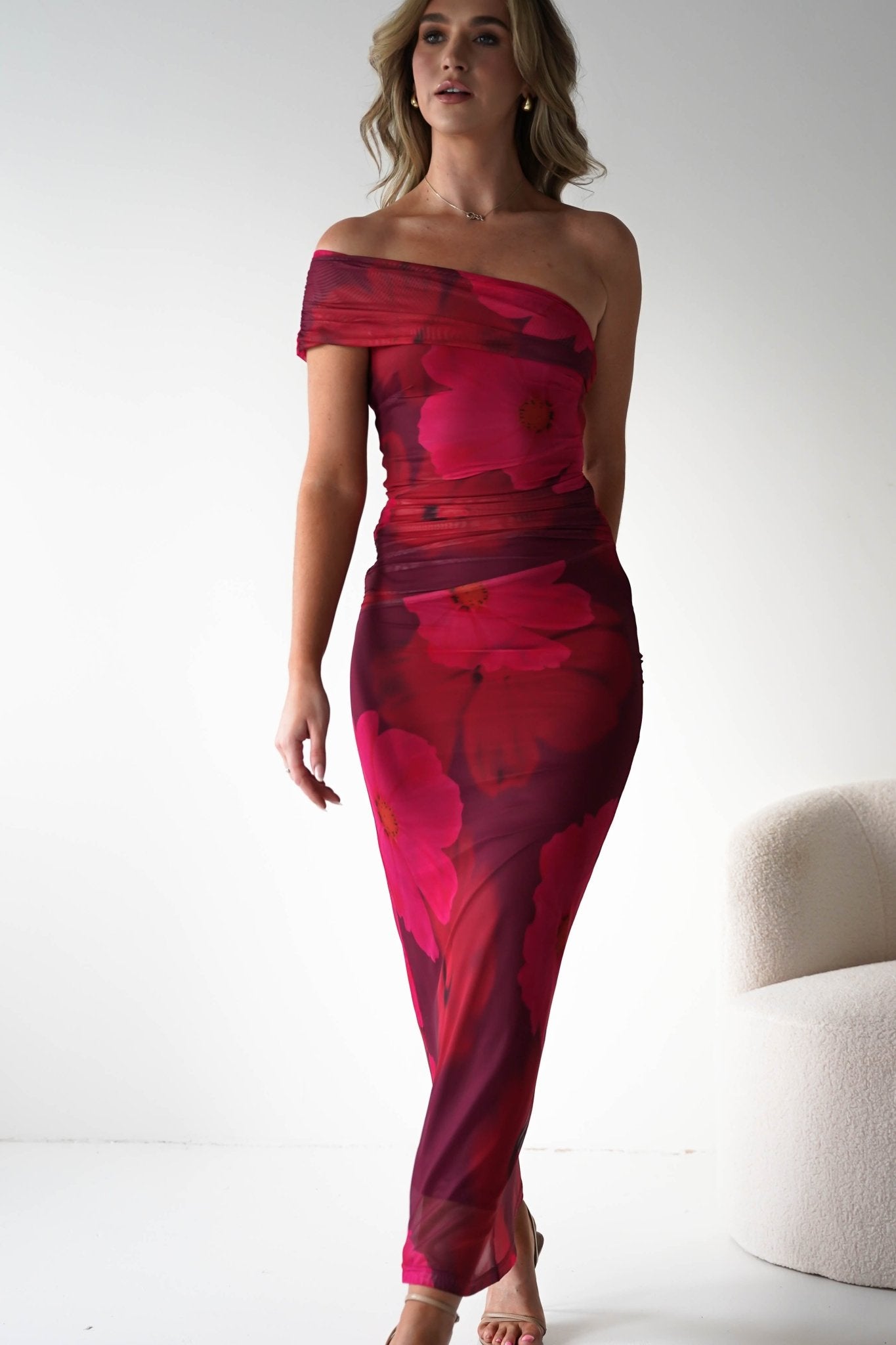 Mayflower Mesh Bodycon Midaxi Dress | Mixed Print | Oh Hello Clothing | XS (6)