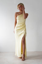 Meera Soft Matte Satin Midaxi Dress Yellow | Wedding Guest Dress | Satin | Oh Hello Clothing