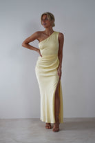 Meera Soft Matte Satin Midaxi Dress Yellow | Wedding Guest Dress | Satin | Oh Hello Clothing