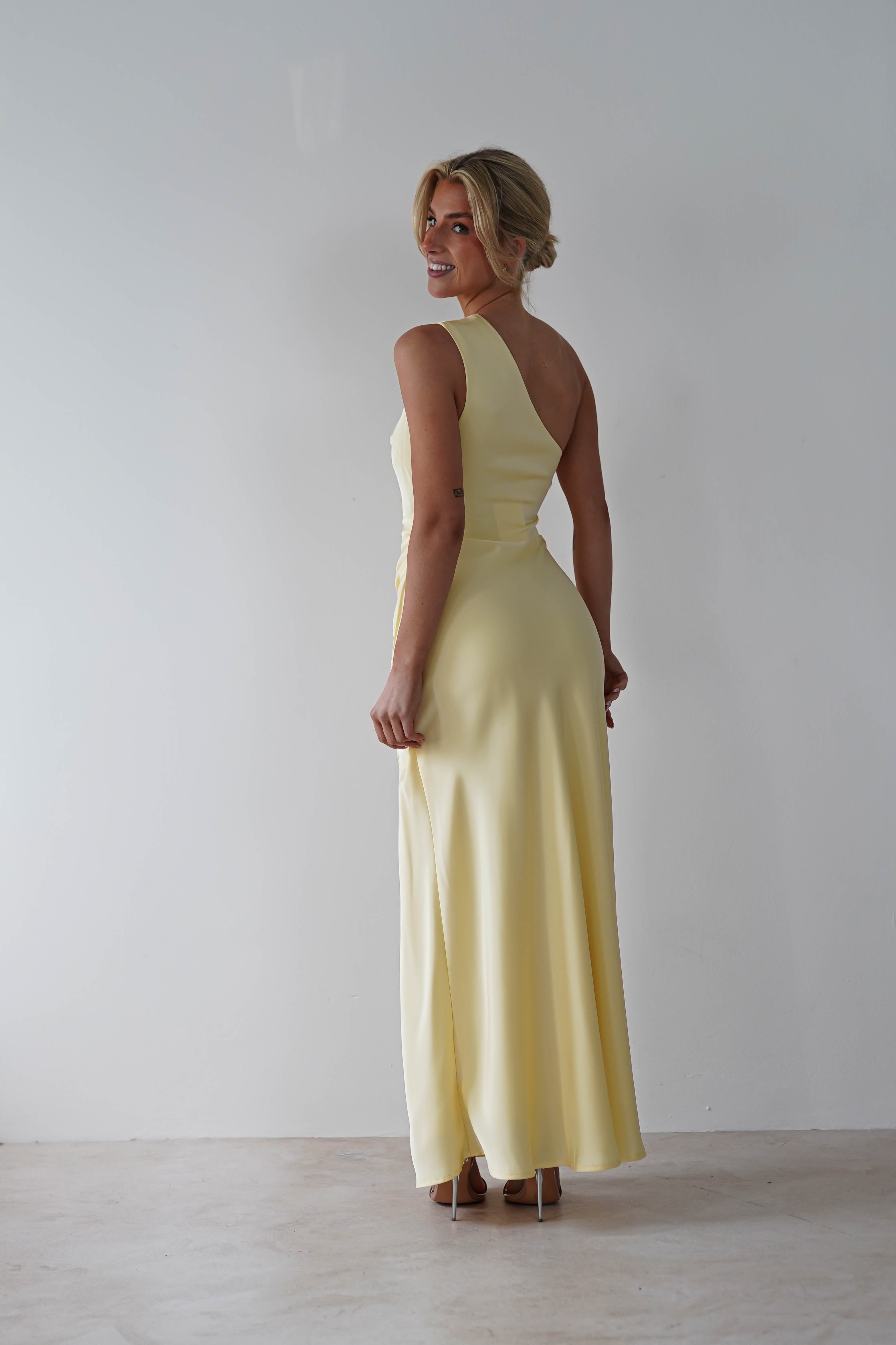 Meera Soft Matte Satin Midaxi Dress | Yellow