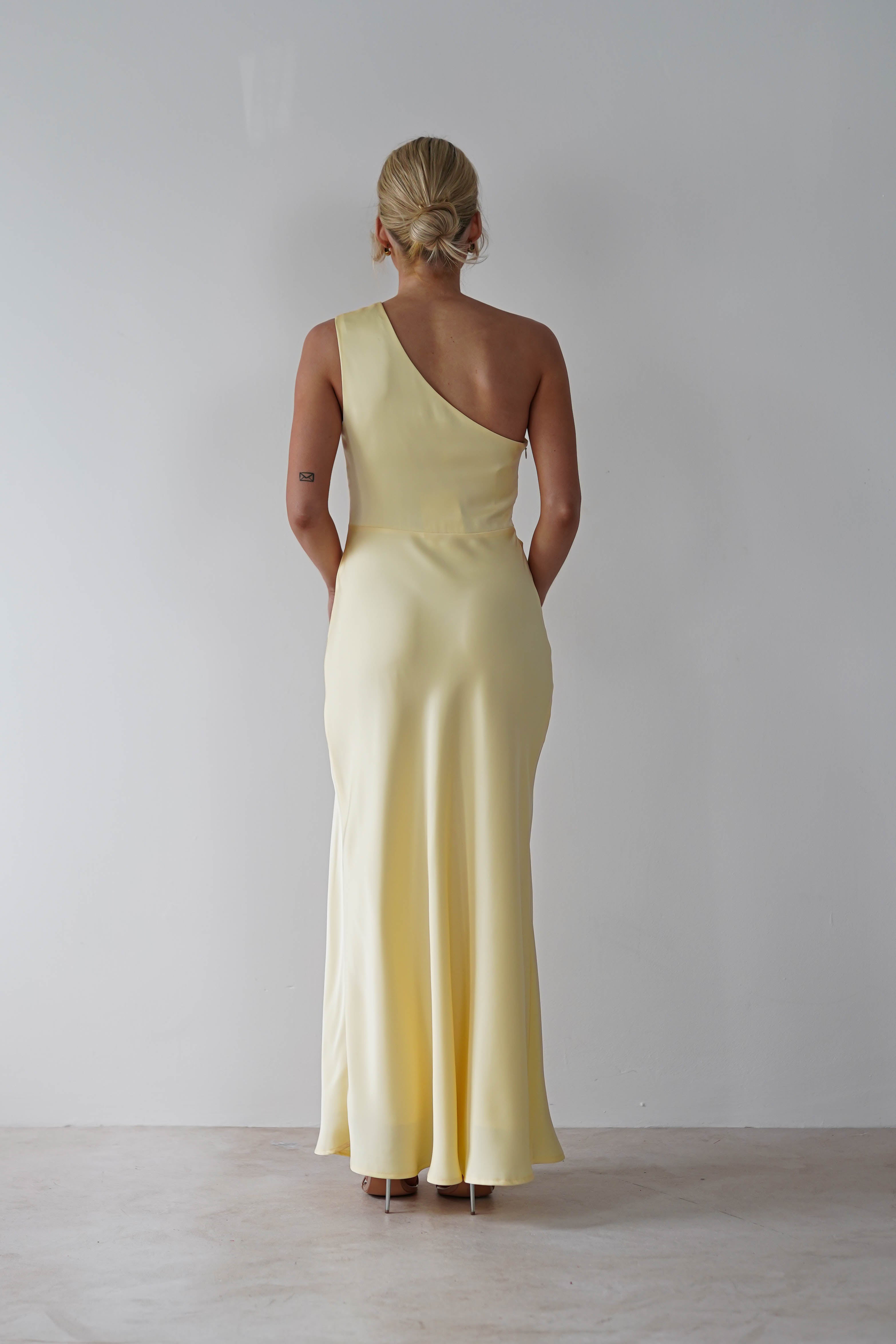 Meera Soft Matte Satin Midaxi Dress | Yellow