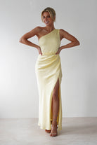 Meera Soft Matte Satin Midaxi Dress Yellow | Wedding Guest Dress | Satin | Oh Hello Clothing