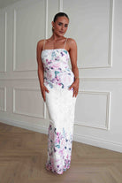 Oh Hello Clothing Women > Clothing > Dresses Melanie Floral Lace Midaxi Dress | White/Pink