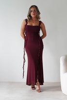 Mhissa Ruffle Maxi Dress Burgundy | Wedding Guest Dress | Maxi | Oh Hello Clothing