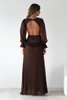 Middleton Pleated Maxi Dress Brown | Wedding Guest Dress | Pleated Skirt | Maxi | Oh Hello Clothing