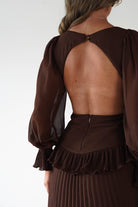 Middleton Pleated Maxi Dress Brown | Wedding Guest Dress | Pleated Skirt | Maxi | Oh Hello Clothing