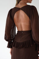 Middleton Pleated Maxi Dress Brown | Wedding Guest Dress | Pleated Skirt | Maxi | Oh Hello Clothing