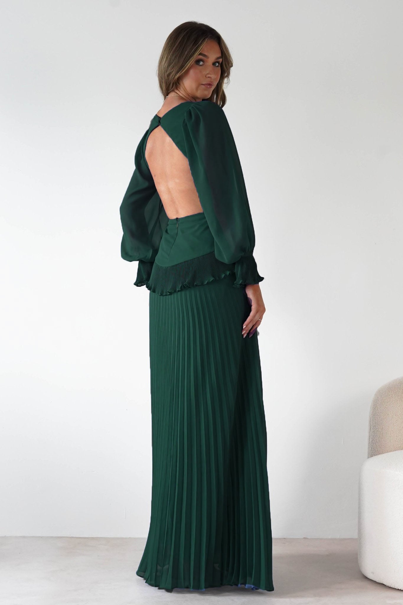 Oh Hello Clothing Dresses Middleton Pleated Maxi Dress | Forest Green