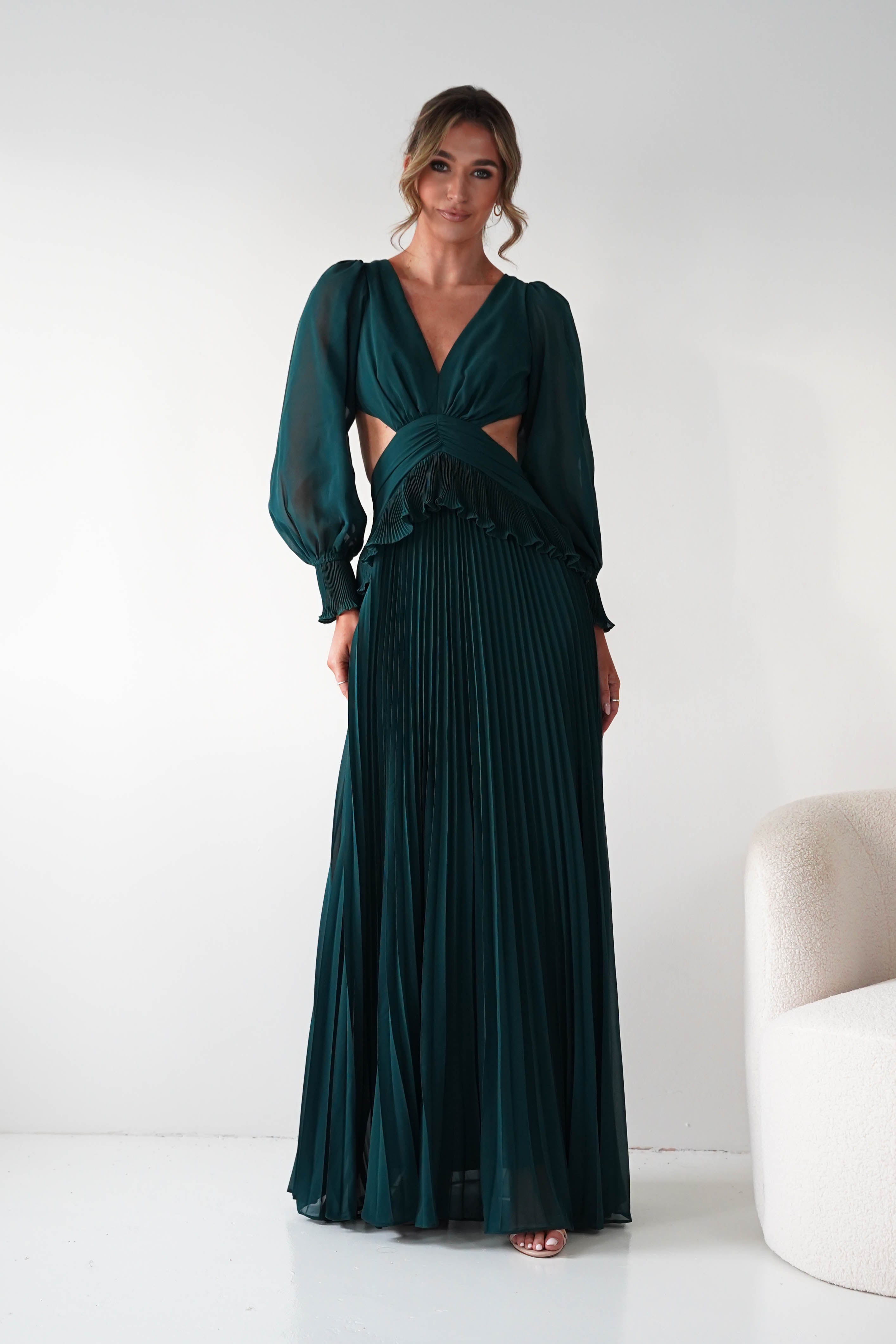Oh Hello Clothing Women > Clothing > Dresses Middleton Pleated Maxi Dress | Forest Green