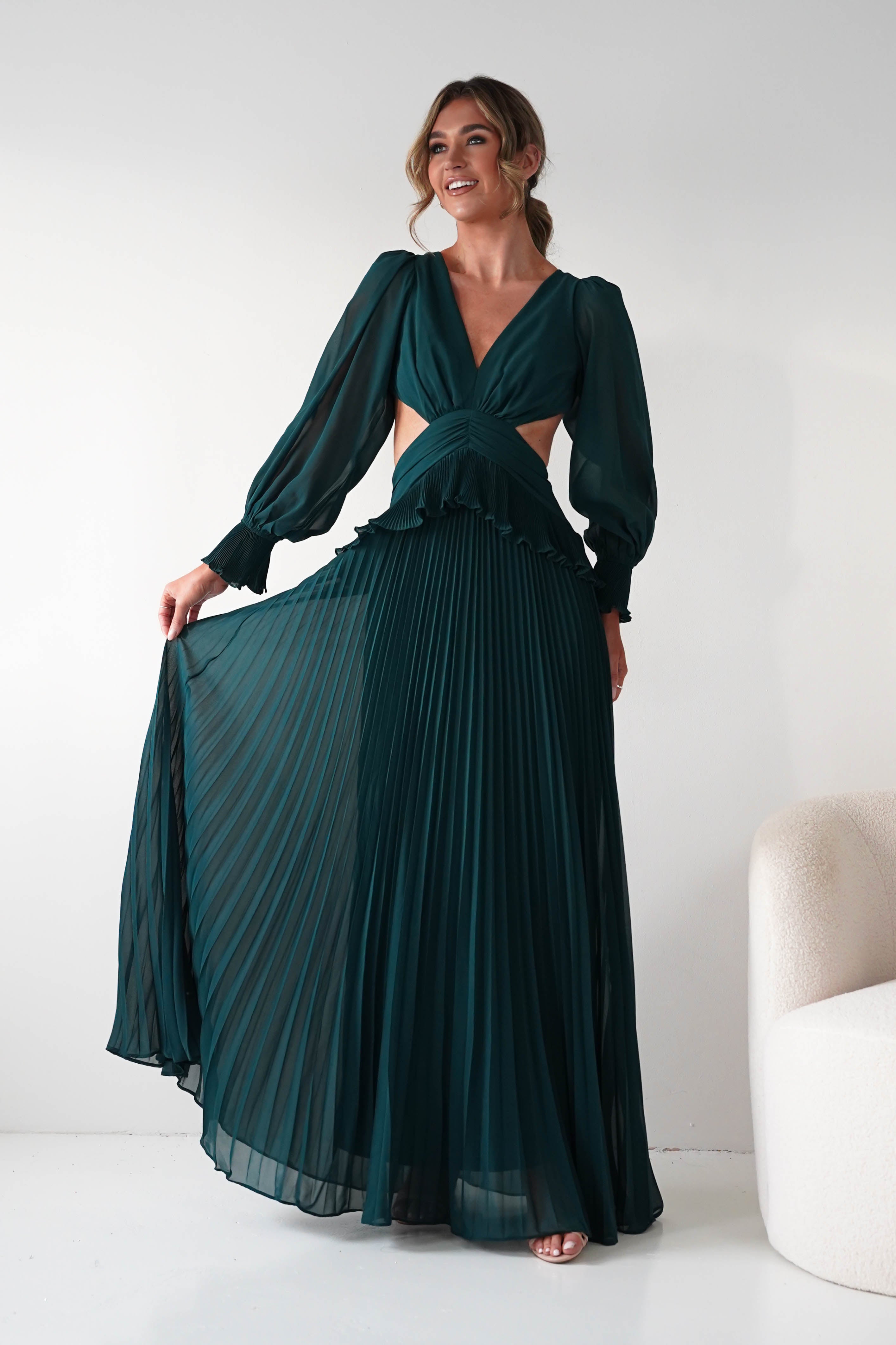 Oh Hello Clothing Women > Clothing > Dresses Middleton Pleated Maxi Dress | Forest Green