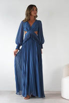 Middleton Pleated Maxi Dress Slate Blue | Wedding Guest Dress | Pleated Skirt | Maxi | Oh Hello Clothing