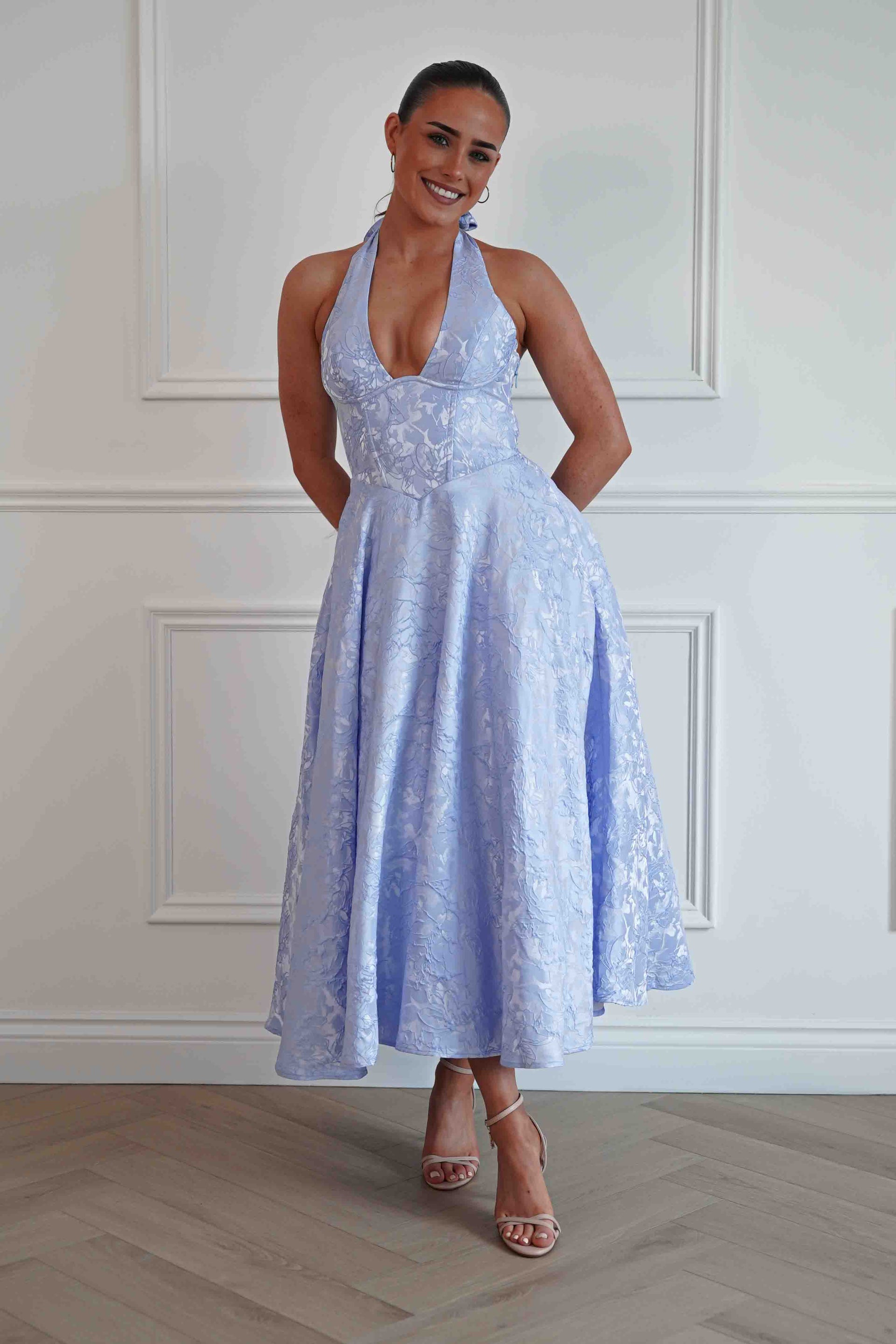 midi grad dresses Blue Jacquard Wedding Guest Dress | Mila promo-BFCM Black Dresses for Women Whether you are dressing Shoe Size (UK):10