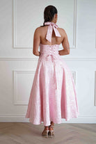 Oh Hello Clothing Women > Clothing > Dresses Mila Jacquard Plunge Midi Dress | Pink