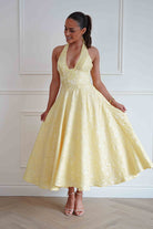 Oh Hello Clothing Women > Clothing > Dresses Mila Jacquard Plunge Midi Dress | Yellow