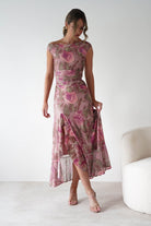 Milla Mesh Floral Bodycon Maxi Dress Blush | Wedding Guest Dress | Bodycon | Maxi | Oh Hello Clothing