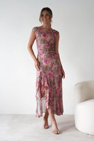 Milla Mesh Floral Bodycon Maxi Dress Blush | Wedding Guest Dress | Bodycon | Maxi | Oh Hello Clothing