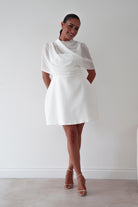 Oh Hello Clothing Women > Clothing > Dresses Millie Structured Chiffon Cape Mini Dress | White