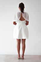 Oh Hello Clothing Women > Clothing > Dresses Millie Structured Chiffon Cape Mini Dress | White