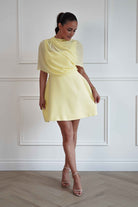 Oh Hello Clothing Women > Clothing > Dresses Millie Structured Chiffon Cape Mini Dress | Yellow