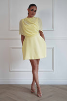 Oh Hello Clothing Women > Clothing > Dresses Millie Structured Chiffon Cape Mini Dress | Yellow