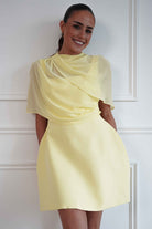 Oh Hello Clothing Women > Clothing > Dresses Millie Structured Chiffon Cape Mini Dress | Yellow