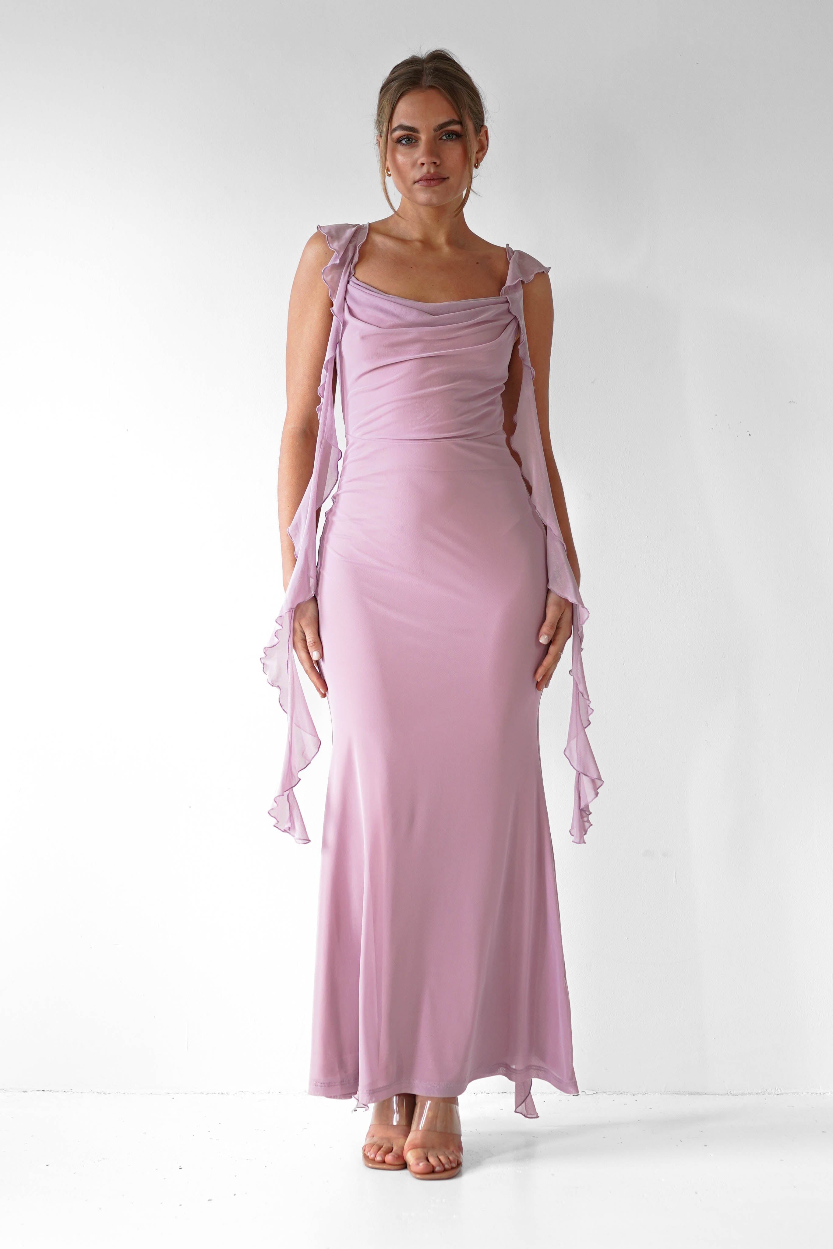 Miranda Ruffle Midaxi Dress | Mauve