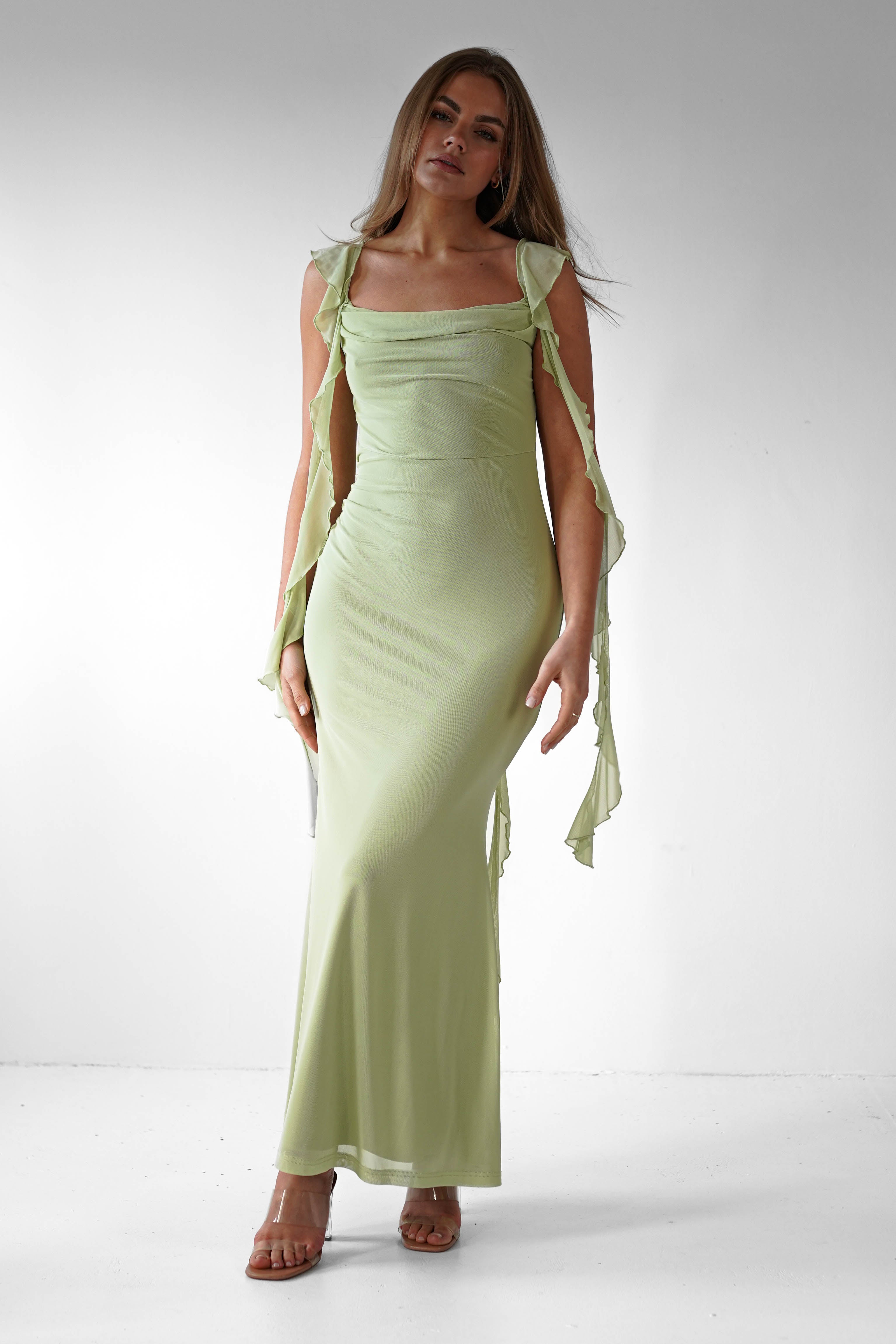 Miranda Ruffle Midaxi Dress | Pistachio