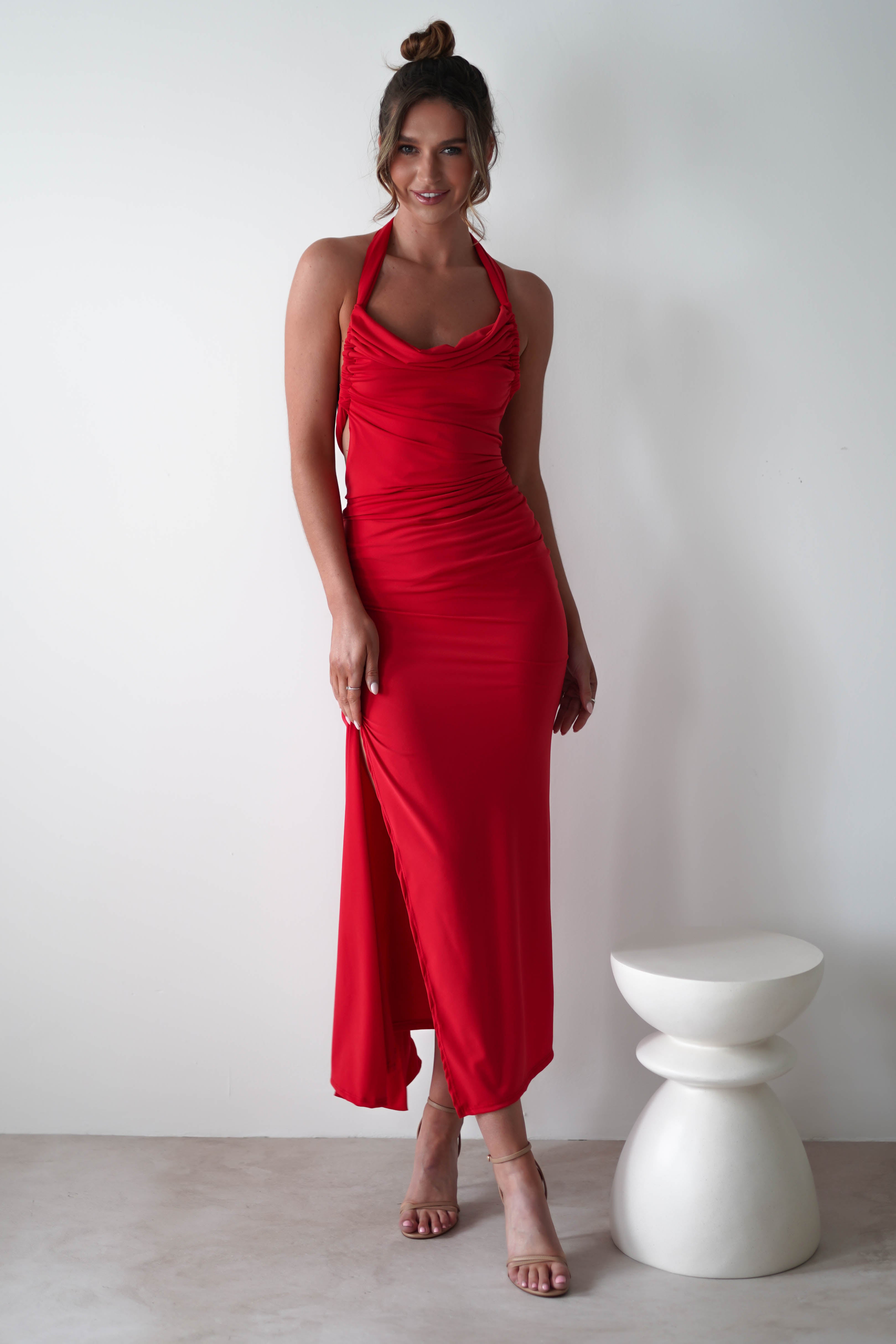 Monet Bodycon Midaxi Dress | Red
